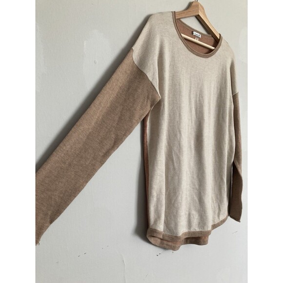 Smartwool Colorblock Pine Shadow Merino Blend Sweater LARGE Tan Long Sleeve - Picture 2 of 8